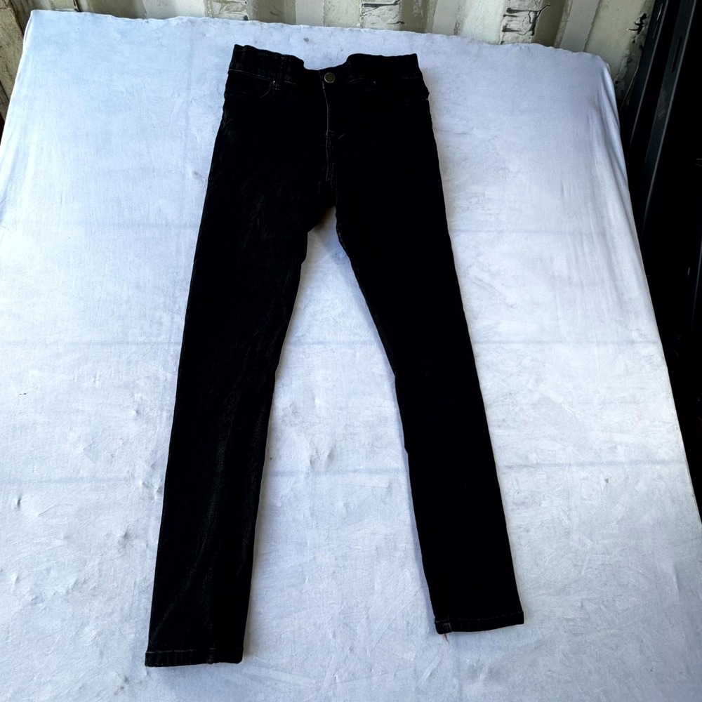 Juicy Couture Los Angeles Ankle Straight Leg Jeans Womens 10 Black Denim Logo